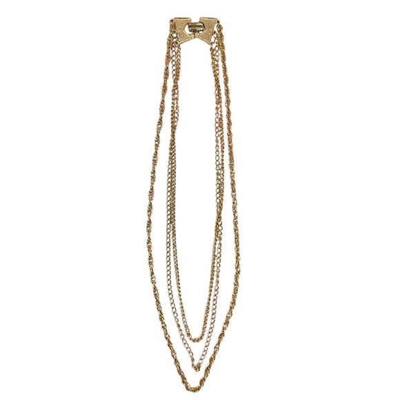VINTAGE Gold Plated Multi Layered Chain Necklace - Picture 7 of 8